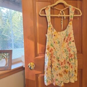 Wild Fable Cream Floral Shirred Mini Romper Clasp Front Multicolor Spring Pastel